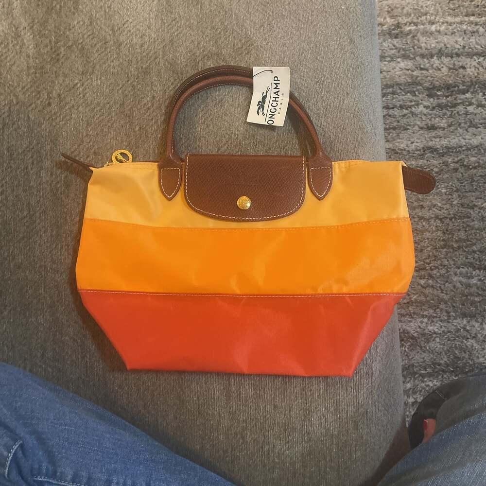 Longchamp Le Pliage Original Orange Nylon Top Handle Bag